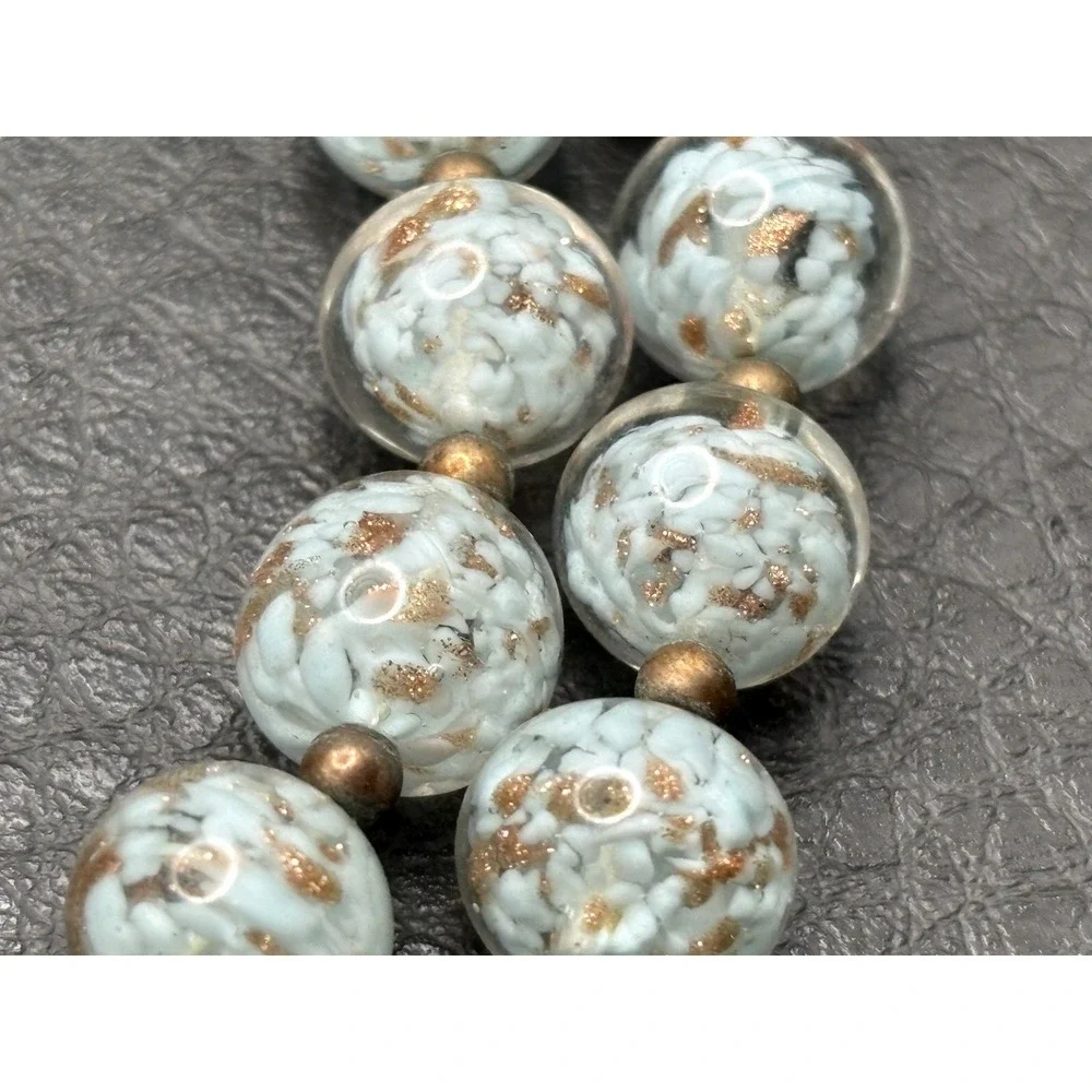 Vintage Venetian Speckled Glitter Glass Double 2 Strand Choker Necklace 14-17